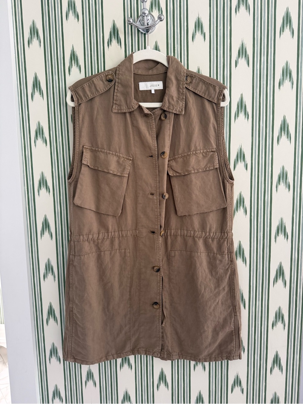 Zara Army Green/Brown Sleeveless Utility Dress